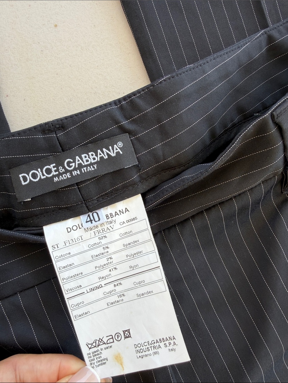 Dolce & Gabbana Black Pinstripe Suit Trousers